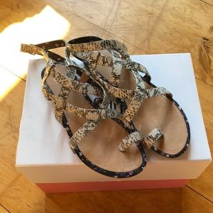 Cabi Snake Skin Flat Sandals Size 9